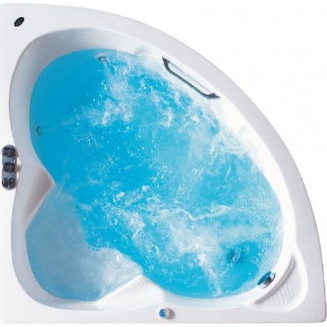 Baignoire d'angle acrylique 125x125 cm – Blanc – Capacité 135 L – Installation à gauche ou droite – Fabrication européenne - MYKONOS-Blanc-125x125