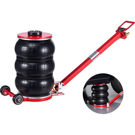 VEVOR Gato Neumático para Coches de 5 T, con 6 Tubos de Acero y Mango Largo Ajustable, Altura de Elevación de 140 a 464 mm, para Coches, SUV y Camionetas, 1210 x 325 x 140-464 mm, Color Rojo