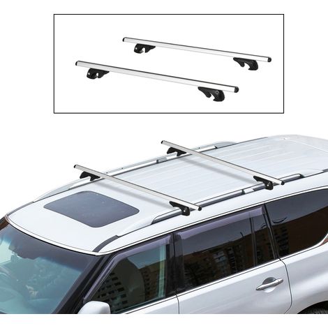 Barre trasversali da tetto per auto da 135 cm, portapacchi con serratura e 2 chiavi incluse, in lega di alluminio, compatibili con barre laterali rialzate fino a 120 cm di larghezza, colore argento.