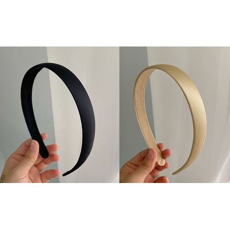 Lot de 2 bandeaux diadème pour femme - Accessoires cheveux - Bandeaux élégants - Doré et noir - Pour fête, cérémonie et usage quotidien (1/2)
