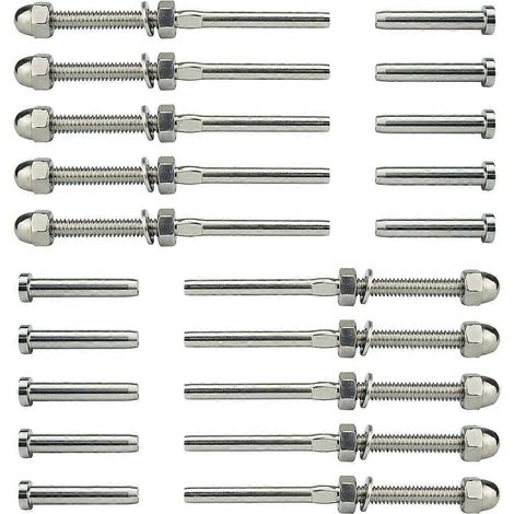Raccord d'extrémité pour kit de garde-corps à câble avec boulon fileté et boule de pédale 0,32 cm-- (1/5)
