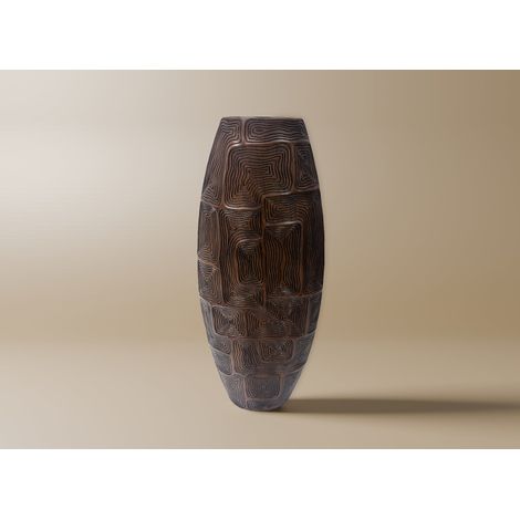 Deco In Paris – Vase totem en polyrésine noir et marron H60 cm – Forme géométrique unique – Finitions luxueuses – Pour décoration intérieure