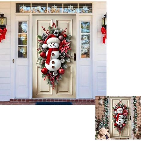 CHRISTMAS DÉCOR - Door decoration, festive banner, snowman wreath. (1/5)