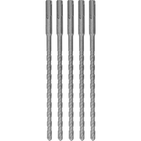 Lot de 5 forets à percussion à pointe carbure, 2 goujures, pour brique et béton, 210 mm, diamètre 8 mm / 0,31 po