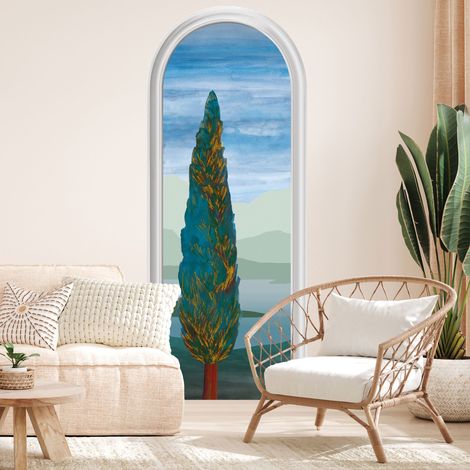 Grand Décor Panoramique Découpé, Arche boiserie paysage de Toscane IV, 204cm X 83 cm (1/5)