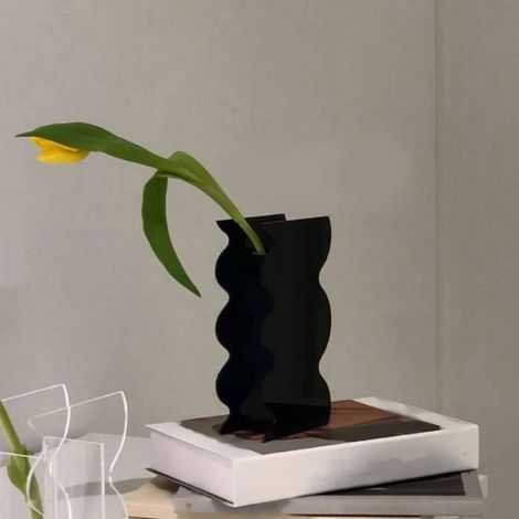 vase décoratif Vase à fleurs en acrylique moderne, décoratif, forme ondulée Unique, pour chambre à deco depoli Noir Femeo (1/4)