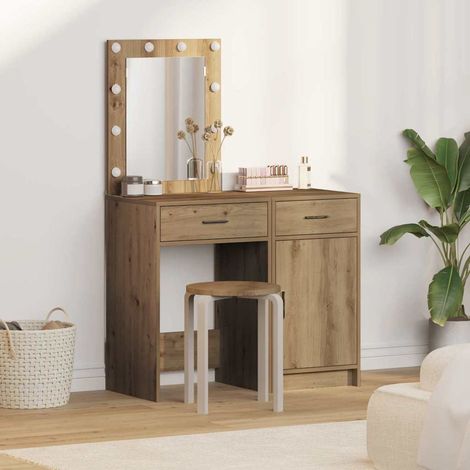 Schminktisch mit Tür 2 pcs Braun 50 x 41 x 135 cm Holzwerkstoff