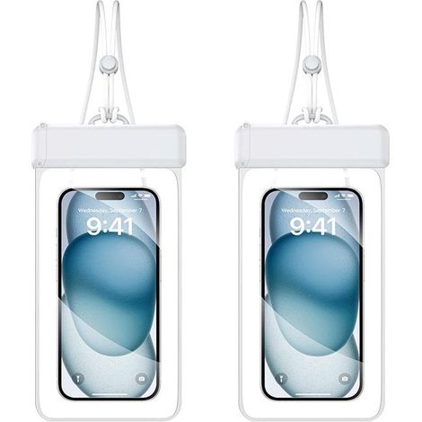 Custodia impermeabile per telefono, 2 pezzi di custodia impermeabile IPX8 per telefono per nuoto, custodie impermeabili di grandi dimensioni adatte a telefoni da 7,2 pollici con custodia adatta per iP (1/5)