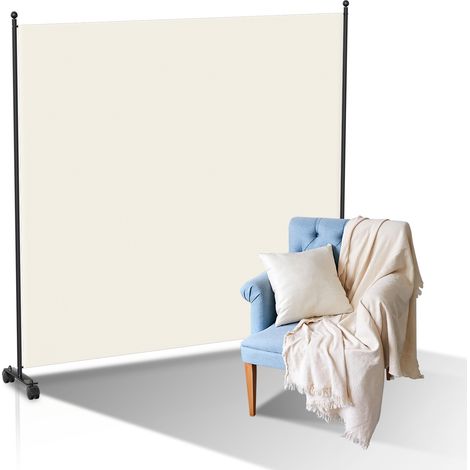 SWANEW Paraventi di separazione pieghevole con rotelle  telaio in metallo  ideale per soggiorno  ufficio Beige 187x181 cm (1/5)