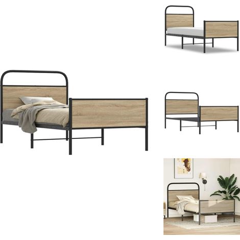 Bettgestell ohne Matratze 90x190 cm Sonoma-Eiche Holzwerkstoff - Bettgestell - Bettgestelle - Bettrahmen - Schlafzimmermöbel (1/5)