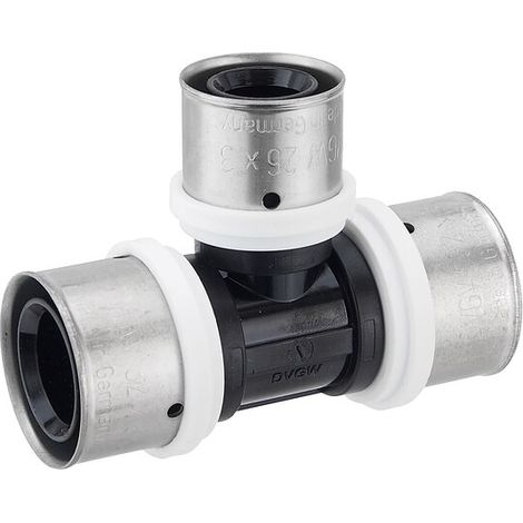 Pressfitting-T-Stück PPSU - Mittelabgang reduziert - 32 x 3,0 - 26 x 3,0 - 32 x 3,0 mm für MV-Rohr