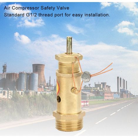 Soupape de décharge de sécurité laiton G1/2 pour compresseur d'air chaudière générateur de vapeur 10KG (1/5)