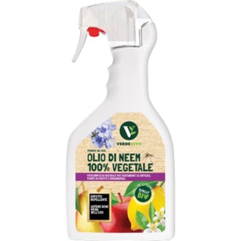 Insetticida spray 750 ml a base di olio di neem in soluzione acquosa per piante Verdevivo