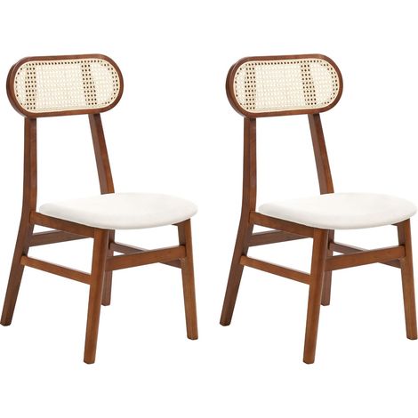 Set di 2 sedie da pranzo imbottite in poliestere marrone e beige chiaro Fallon