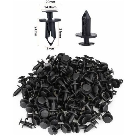 KZQ 120 pezzi rivetti in plastica nera per auto foro 8 mm clip di rivestimento parafango (1/2)