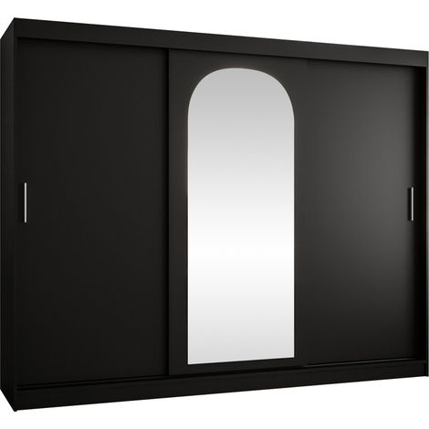 Armario Hartford 497, Negro, 200x250x62cm, Puertas de armario: Correderas, Número de estantes: 9