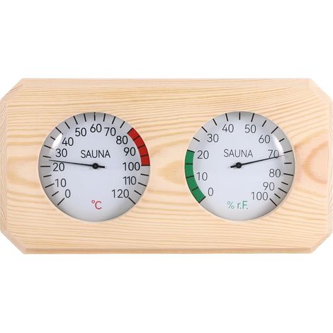 Termometro per sauna 2 in 1, termoigrometro in legno, alta precisione, igrometro in legno per sauna (Fahrenheit), accessori per sauna e bagno turco. (1/5)