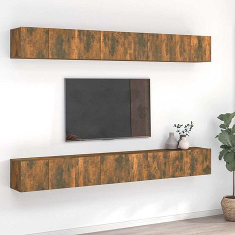 vidaXL Muebles de TV 8 piezas madera color roble ahumado 60x30x30 cm (1/5)