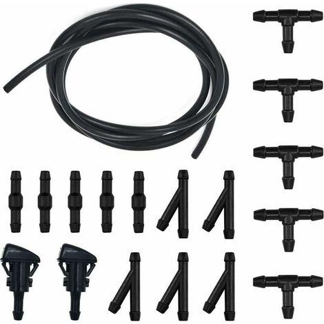 Kit de tuyau lave-glace 5M – Tuyau caoutchouc flexible ID 4mm OD 7mm – 15 connecteurs et 2 buses de pulvérisation (1/4)