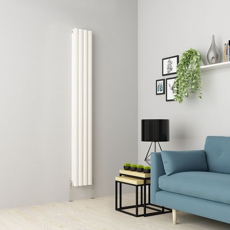 Warmehaus Oval Panel Radiator White Vertical Double 1800x236mm