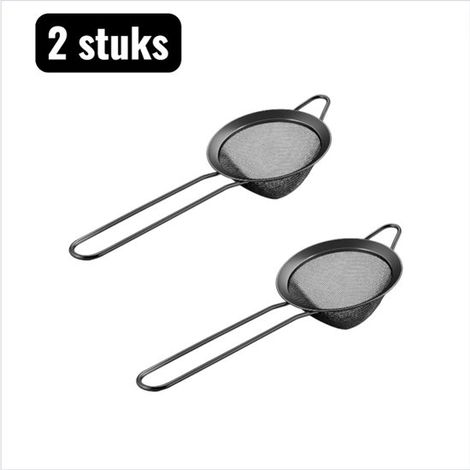 2 Stück Sieb Cocktailsieb aus Edelstahl 304 Barkeeper Werkzeug Langer, konischer Eisfilter Professionelles Zubehör für Barkeeper Schwarz (1/5)
