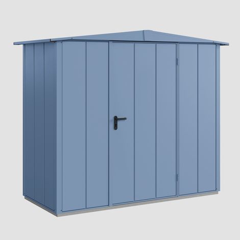 Hörmann Ecostar Metall-Gerätehaus Elegant mit Satteldach Typ 1, 259 x 121 cm, taubenblau, 2,6 m², 1-flüglige Tür