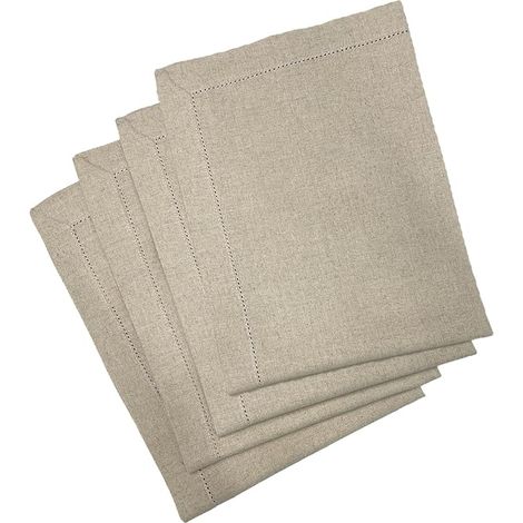 Serviettes de table en pur lin, finition ourlet piqué, coloris naturel - 50 x 50 cm, lin (1/5)