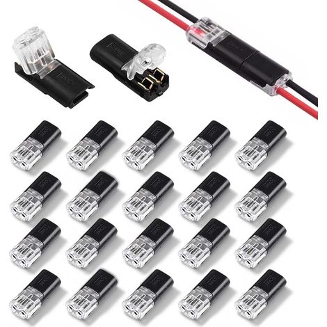 Lot de 20 Connecteur de câble de Voiture étanche 2 Broches, connecteur étanche 2 Fils, 12v pour câble 18-22 AWG, raccord électrique étanche 2 Fils (1/5)