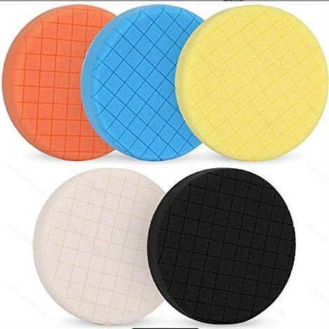 Tampons de polissage de 12,7 cm (5 pouces) et tampon en laine, 5 pièces de 14 cm (5,5 pouces) pour plateau de support de 12,7 cm (5 pouces), kit de tampons de polissage en mousse pour polisseuse de vo (1/5)