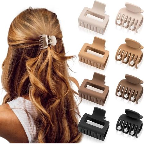 Lot de 8 pinces à cheveux mates – Rectangulaires – Double rangée – Cheveux fins/moyens – Antidérapantes (1/5)