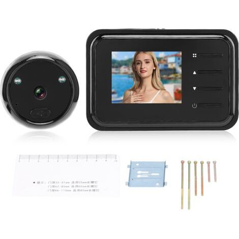 QORVA- Sonnette Vidéo 2,4 Pouces avec Vision Nocturne, Caméra LCD et Objectif Grand Angle 90° pour Maison