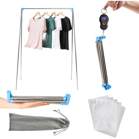 Mini étendoir à vêtements de voyage portable, facile à plier, pour linge, voyage, camping, chambre d'hôtel, danse, intérieur et extérieur (pliage facile amélioré),39cm (1/5)
