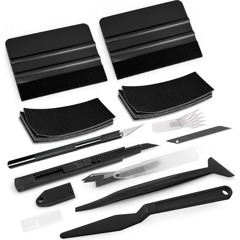 Squeegee Kit, Car Window Film Covering Tools Kit, Tinted Vinyl with Cutter, Felt Squeegee (Felt di Ricambio, Mini Squeegee (1/5)