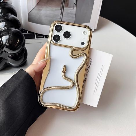 BelleRise – 3D-Schutzhülle „Kleine Schlange“ aus weichem TPU (einfarbig, galvanisierte Oberfläche) für iPhone 17 Pro Max Serie (1/5)
