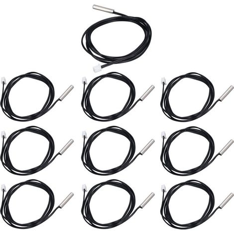 Lot de 10 sondes de température à thermistance NTC, tête cylindrique 5 x 25 mm, pour mesure de 10 kΩ (B3950) (1/5)