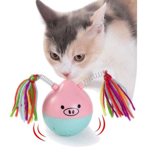 Jouet Chat Automatique Jouet pour Chat Jouet Interactif pour Chat Boules Interactives de Jouets de Chat Roulement Automatique Rotatif Intelligent à 180 ° (Pôles non incluses) (1/5)