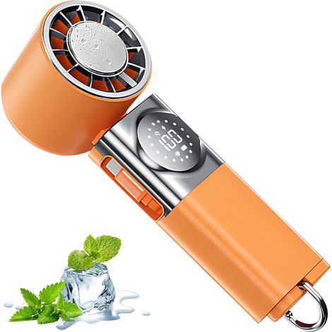 JSSEVN - Mini ventilador portátil, ventilador de bolsillo recargable por USB, ventilador con batería de 3000 mAh y pantalla digital, de uso manual. (1/5)