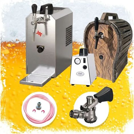 Ensemble complet - Tireuse a biere - JET 30 machine a biere, pompe a biere 1 ligne, 35 litres/h, refroidisseur à flux avec tonneau en bois, KEG: Adaptateur 5 litres (1/5)
