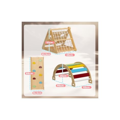 Jeu d escalade intérieur multicolore 7 en 1 avec triangle, arche et toboggan pour chambre, salle de jeux et maison (1/5)