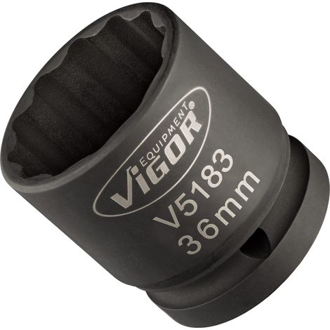 VIGOR Schlagschrauber Steckschlüsseleinsatz, V5183, 3/4 (20 mm) Vierkant hohl, Außen Doppelsechskant Profil, SW 36 mm (1/4)
