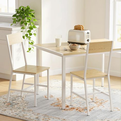 Juego de 2 Sillas de Comedor Sillas de Cocina con Respaldo Inclinado Estructura Metálica Natural (1/5)