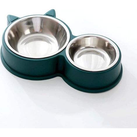 Double stainless steel cat bowl – Non-slip and hypoallergenic – Easy to clean – For food and water (1/4)