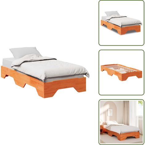 Letto matrimoniale - vidaXL Giroletto senza Materasso impilabile Marrone Cera 75x190 cm - Letto singolo