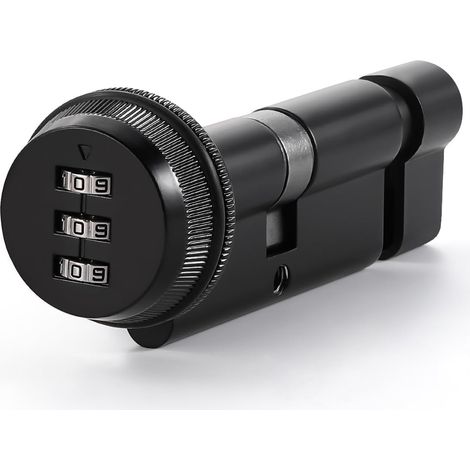 1P 70mm (35/35T) Serrure à cylindre avec cylindre européen noir, résistant aux chocs et au perçage, de haute sécurité, pour portes en bois composite Upvc Serrure à came avec code (1/5)