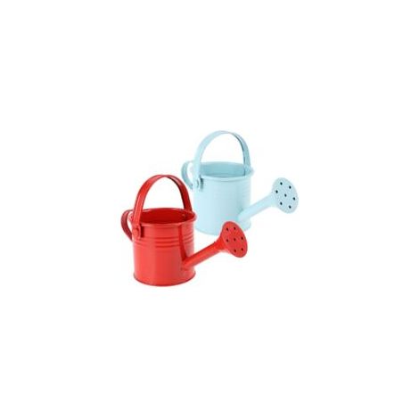 Set aus zwei Gießkannen aus Weißblech, Kindergießkannen, rot und blau - Crezuo