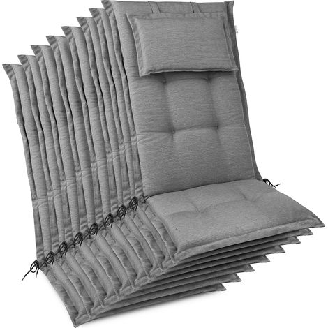 8x Premium Hochlehnerauflage 120x50x7cm, Hellgrau (1/4)