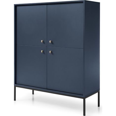 Commode MONCTON MK104 - Bleu marine - Poignées en métal - Largeur 104 cm, Hauteur 125 cm, Profondeur 39 cm (1/5)
