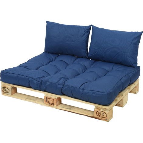 Ensemble coussin d'extérieur palette bleu - Jardideco (1/2)