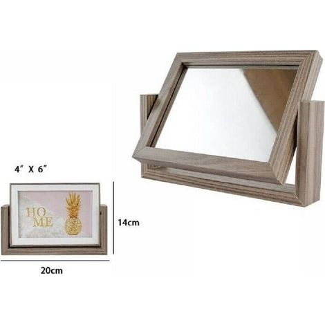 TrAdE Shop Traesio - Cornice Per Foto Fotografie Con Specchio 10 X 15 Cm Doppia Girevole In Legno -