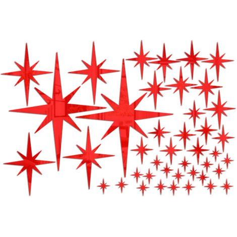 A set of 42 red DIY star mirror wall sticker, acrylic decal, waterproof self-adhesive wallpaper for children's room, home decoration (1/4)